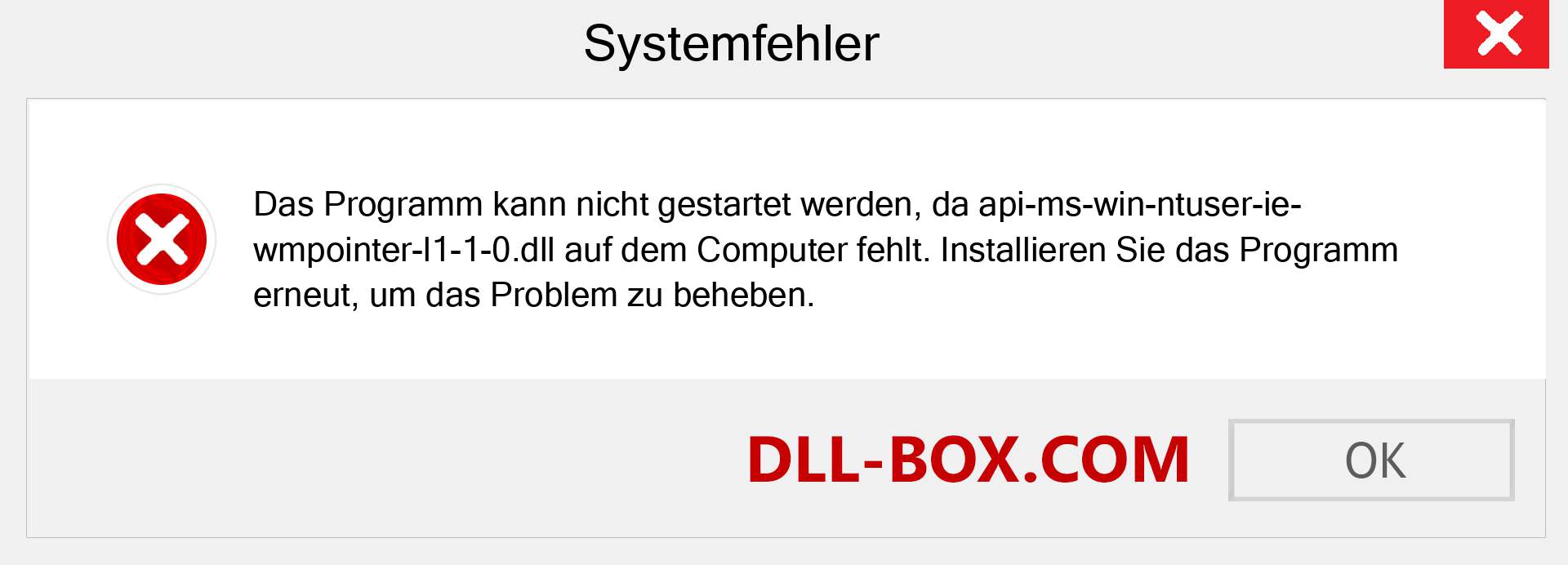 api-ms-win-ntuser-ie-wmpointer-l1-1-0.dll-Datei fehlt?. Download für Windows 7, 8, 10 - Fix api-ms-win-ntuser-ie-wmpointer-l1-1-0 dll Missing Error unter Windows, Fotos, Bildern