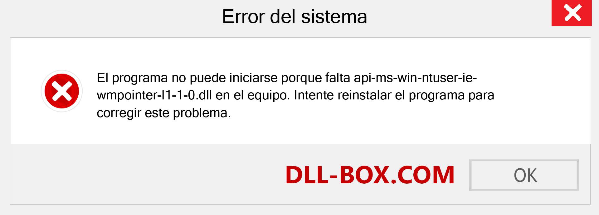 ¿Falta el archivo api-ms-win-ntuser-ie-wmpointer-l1-1-0.dll ?. Descargar para Windows 7, 8, 10 - Corregir api-ms-win-ntuser-ie-wmpointer-l1-1-0 dll Missing Error en Windows, fotos, imágenes